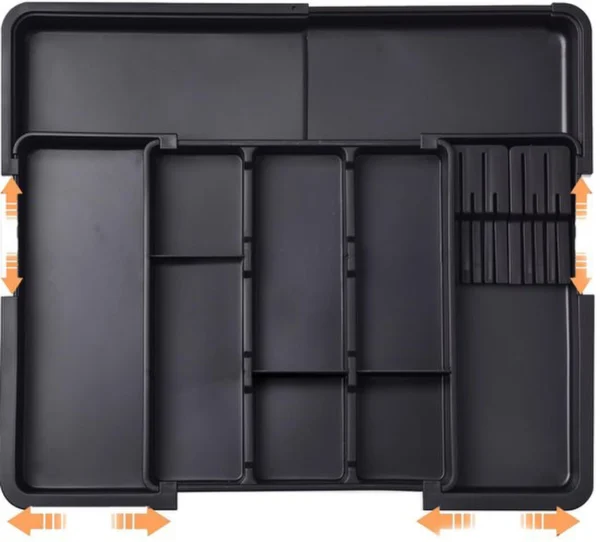 P-87213232743200-20260406095159.webp Unyqoos® Verstelbare besteklade organizer met uitbreidbare indeling en messenhouder