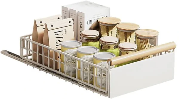 Unyqoos® Uitklapbare keukenorganizer met lade en handgreep voor veelzijdige opbergrekken in kleine kasten