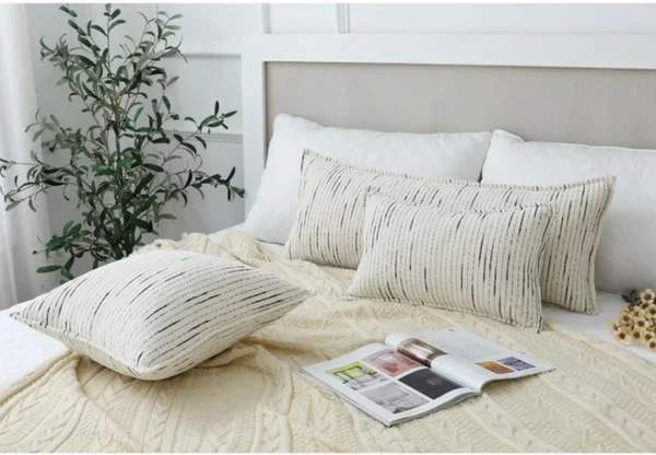 P-87213232776592-20260406111515.webp Unyqoos® Stijlvolle Boho Kussenhoes van Chenille in Zwart en Wit voor Elke Kamer