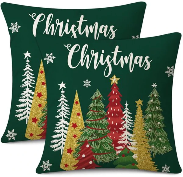 Unyqoos® Set van 2 decoratieve kussenhoezen met kerstmotief voor sfeervolle inrichting