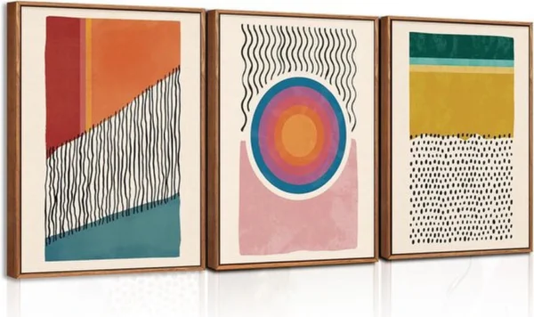 Unyqoos® Stijlvolle 3-delige kunstset in boho stijl voor woonkamer en slaapkamer
