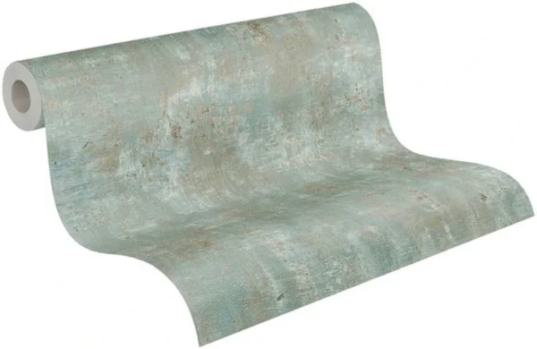 Unyqoos® Industrieel Vliesbehang met Metallic Koper Effect en Pleisterlook voor Stijlvolle Wanden
