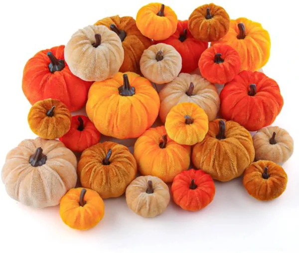 P-87213232829120-20260406092209.webp Unyqoos® Set van 24 decoratieve pompoenen in warme herfstkleuren voor binnen