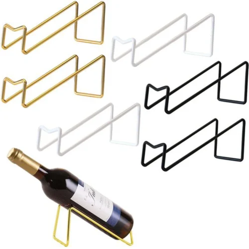 Unyqoos® Set van 6 stijlvolle metalen wijnflessenhouders voor diverse interieurs