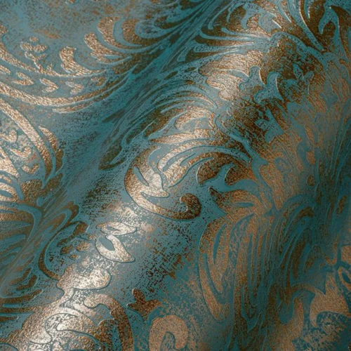Unyqoos® Klassiek blauw en goud vliesbehang met barokmotief voor iedere ruimte