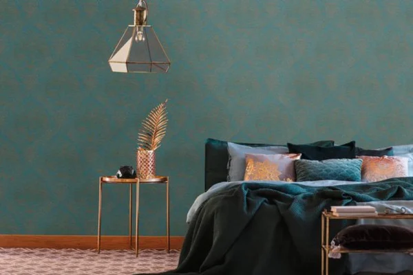 Unyqoos® Klassiek blauw en goud vliesbehang met barokmotief voor iedere ruimte