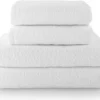 Unyqoos® Luxe set van vier witte katoenen handdoeken voor badkamer en wastafel