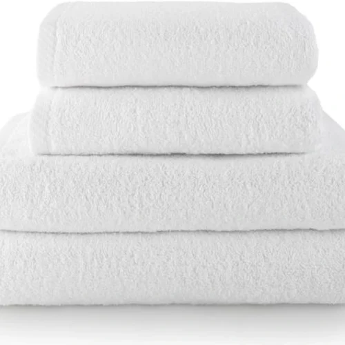 Unyqoos® Luxe set van vier witte katoenen handdoeken voor badkamer en wastafel