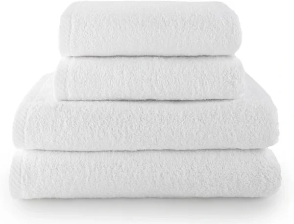 Unyqoos® Luxe set van vier witte katoenen handdoeken voor badkamer en wastafel