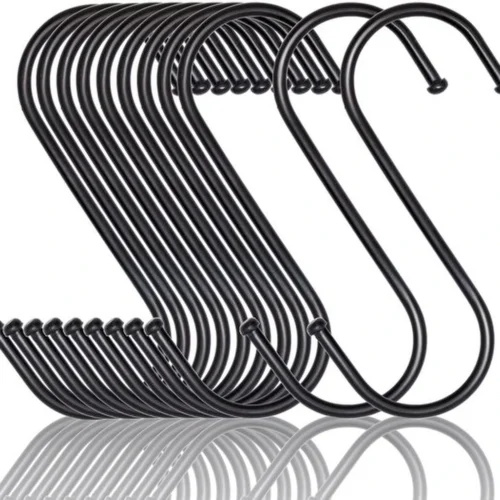 P-87213232860710-20260406120856.webp Unyqoos® Set van 20 zwarte metalen S-haken voor veelzijdig gebruik in huis en kantoor