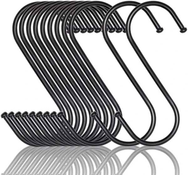 P-87213232860710-20260406120856.webp Unyqoos® Set van 20 zwarte metalen S-haken voor veelzijdig gebruik in huis en kantoor