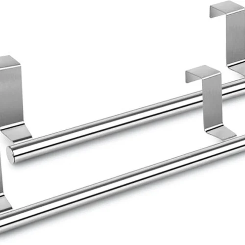 Unyqoos® roestvrijstalen handdoekhouder voor kastdeur in set van twee