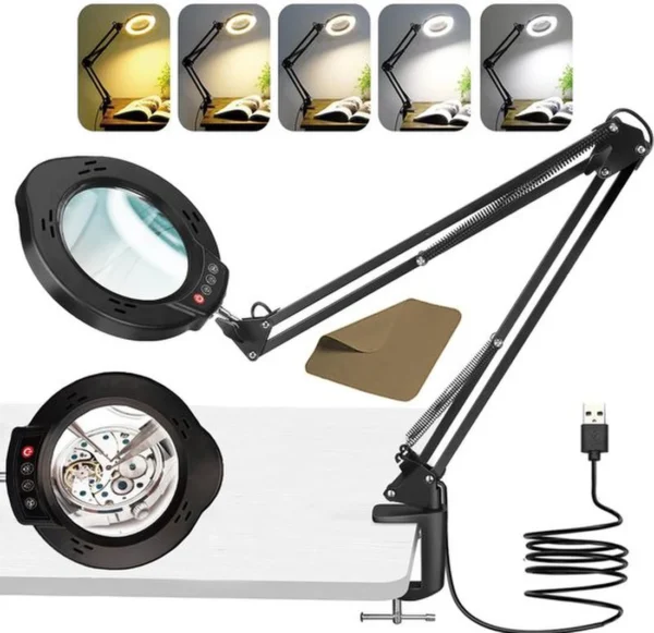Unyqoos® Dimbare LED Vergrootlamp met Standaard en Klem voor Precisiewerk