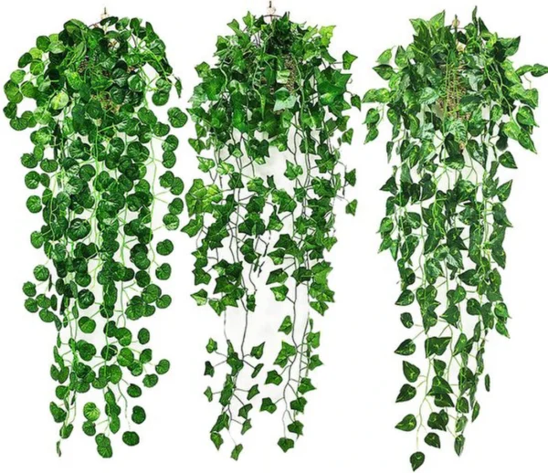 Unyqoos® Set van drie levensechte hangende kunstplanten voor binnen en buiten decoratie