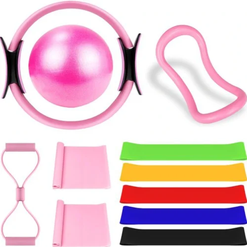 Unyqoos® Complete Pilates en Yoga Set voor Thuisgebruik met Accessoires in Roze