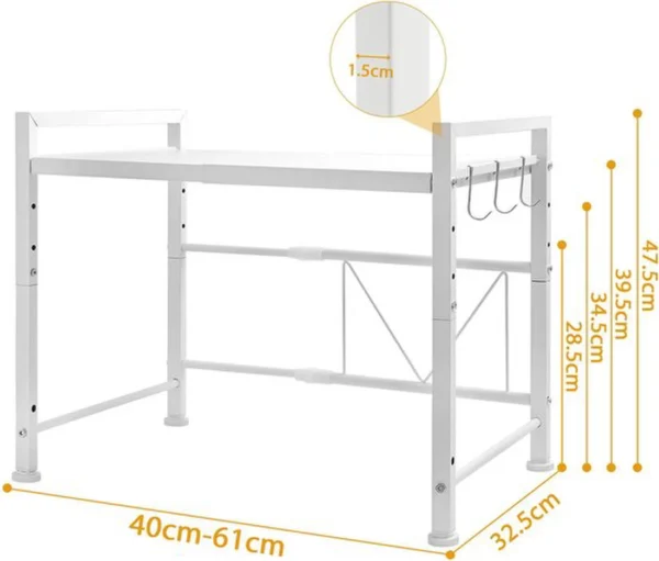 Unyqoos® Verstelbaar Magnetronrek van Koolstofstaal met Twee Niveaus en Antislipzuignappen voor Keuken