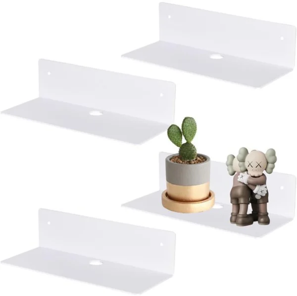 P-87213232949460-20260406082833.webp Unyqoos® Set van 4 zelfklevende acryl wandrekken voor diverse ruimtes