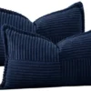 Unyqoos® Set van Twee Donkerblauwe Corduroy Kussenslopen voor Moderne Interieurs