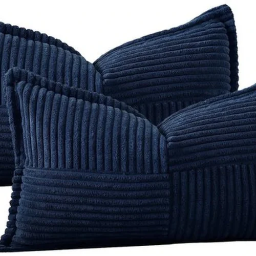 P-87213232950660-20260406111514.webp Unyqoos® Set van Twee Donkerblauwe Corduroy Kussenslopen voor Moderne Interieurs