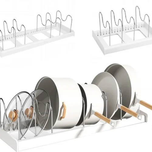 P-87213232968100-20260406094323.webp Unyqoos® Uitbreidbare Organizer voor Potdeksels en Keukenbenodigdheden met 10 Verstelbare Vakken