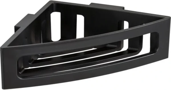 Unyqoos® Zwarte kunststof hoekplank voor badkamer zonder boren met diepe mand