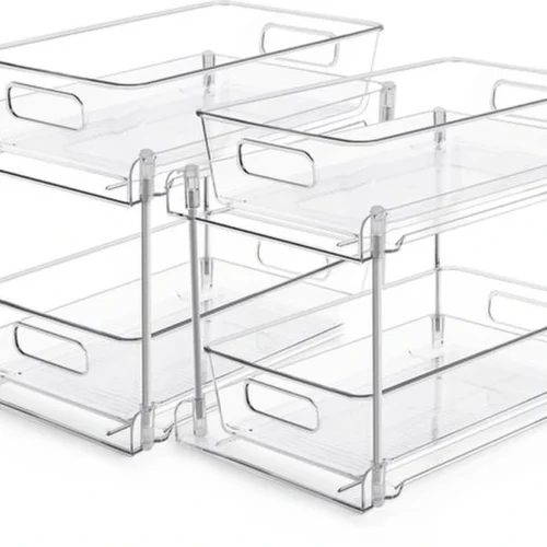 Unyqoos® Multifunctionele Dubbel Laagse Organizer voor Keuken en Badkamer, Set van 2 Stuks met Uittrekbare Lade