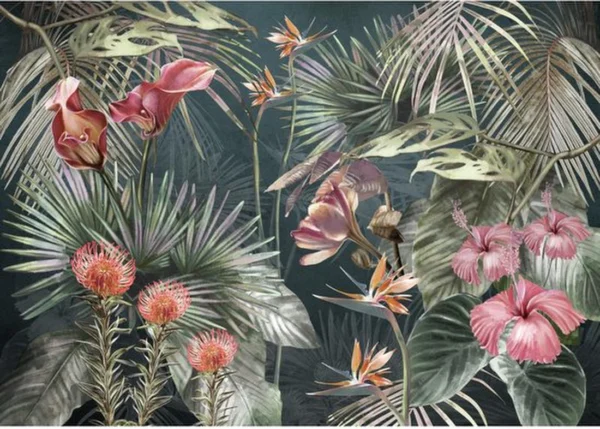 P-87213232993300-20260405112845.webp Unyqoos® Roze bloemen fotobehang voor woonkamer of slaapkamer wanddecoratie