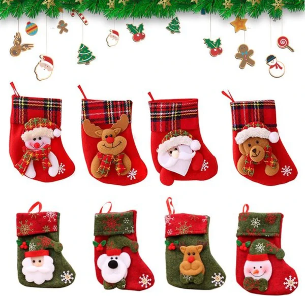 P-87213232993610-20260406092604.webp Unyqoos® Set van 8 decoratieve mini-kerstkousen met 3D figuren voor feestelijke versiering