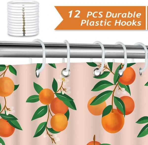 Unyqoos® Heldere Oranje Douchegordijn met Citrus Design en Schimmelwerende Eigenschappen voor Badkamerdecoratie