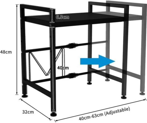 Unyqoos® Uittrekbaar Keukenrek met Twee Verdiepingen en Drie Haken voor Diverse Opbergbehoeften