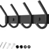 Unyqoos® Stijlvolle Zwarte Wandkapstok Met Vier Stevige Dubbele Haken Voor Diverse Ruimtes Tot 20kg