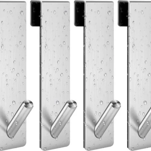 P-87213233045600-20260405180923.webp Unyqoos® Set van vier roestvrijstalen douchehaken voor glazen wandmontage zonder boren
