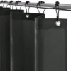 Unyqoos® Extra lang donkergrijs douchegordijn van stof met roestvrijstalen ringen