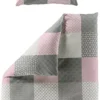 P-87213233075470-20260405104254.webp Unyqoos® Roze flanel beddengoed set van katoen met ritssluiting en kussensloop