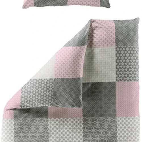 P-87213233075470-20260405104254.webp Unyqoos® Roze flanel beddengoed set van katoen met ritssluiting en kussensloop