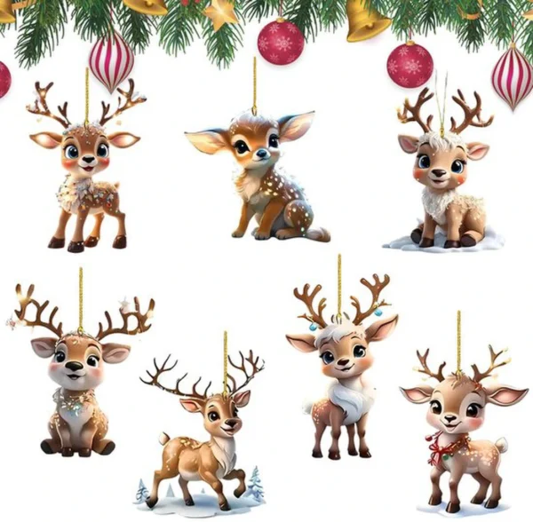 P-87213233075540-20260406092719.webp Unyqoos® Set van 7 decoratieve rendierornamenten voor kerstboom en interieur