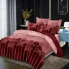 Unyqoos® Moderne Wijnrode Microvezel Dekbedovertrek Set voor Tieners met Geometrisch Gestreept Patroon