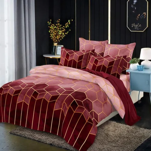 Unyqoos® Moderne Wijnrode Microvezel Dekbedovertrek Set voor Tieners met Geometrisch Gestreept Patroon
