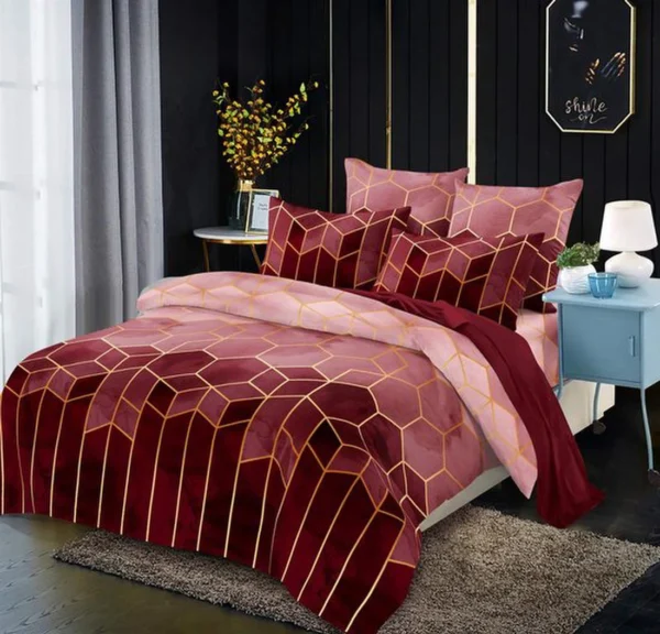 Unyqoos® Moderne Wijnrode Microvezel Dekbedovertrek Set voor Tieners met Geometrisch Gestreept Patroon
