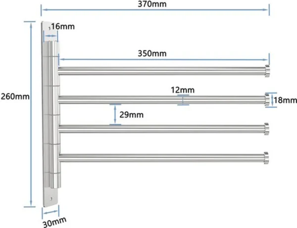 Unyqoos® Stijlvolle draaibare handdoekhouder met 4 zwenkarmen voor badkamer en keuken