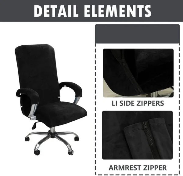 Unyqoos® Elastische en fluwelen bureaustoelhoes met armleuning voor een stijlvolle uitstraling
