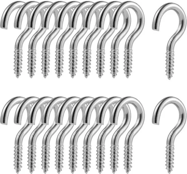 Unyqoos® Set van 100 zilverkleurige schroefhaken voor veelzijdig binnen- en buitengebruik