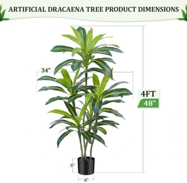 Unyqoos® Realistische Dracaena Kunstboom van 120 cm voor Binnen- en Buitendecoratie