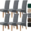 P-87213233137600-20260405182855.webp Unyqoos® Set van 6 Luxe Fluwelen Stoelhoezen voor Hoge Rugleuning, Universele Pasvorm voor Eetkamerstoelen