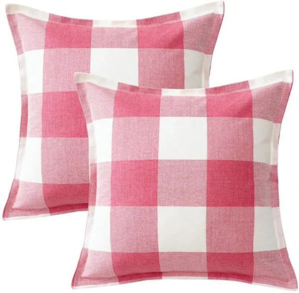 P-87213233139370-20260406112054.webp Unyqoos® Set van 2 Klassieke Geruite Kussenslopen voor Bank en Slaapkamer in Kerststijl