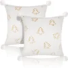 P-87213233147430-20260406111351.webp Unyqoos® Set van 2 decoratieve vierkante kussenslopen met kerstborduursel en pompons