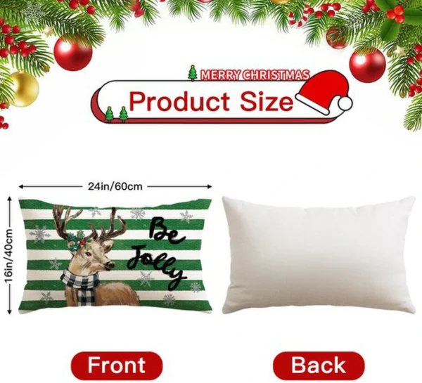 P-87213233156414-20260406111116.webp Unyqoos® Set van vier feestelijke kussenslopen met sneeuwpop en eland voor kerstdecoratie