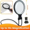 Unyqoos® Handige leesloep met flexibele hals en LED-verlichting voor nauwkeurig werk