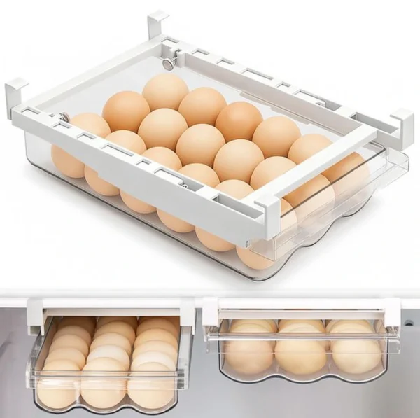 Unyqoos® Praktische schuiflade eierhouder voor koelkast met telescopische rails