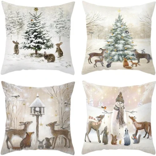 P-87213233207680-20260406112739.webp Unyqoos® Set van 4 linnen kerstkussenslopen voor sfeervolle feestdecoratie